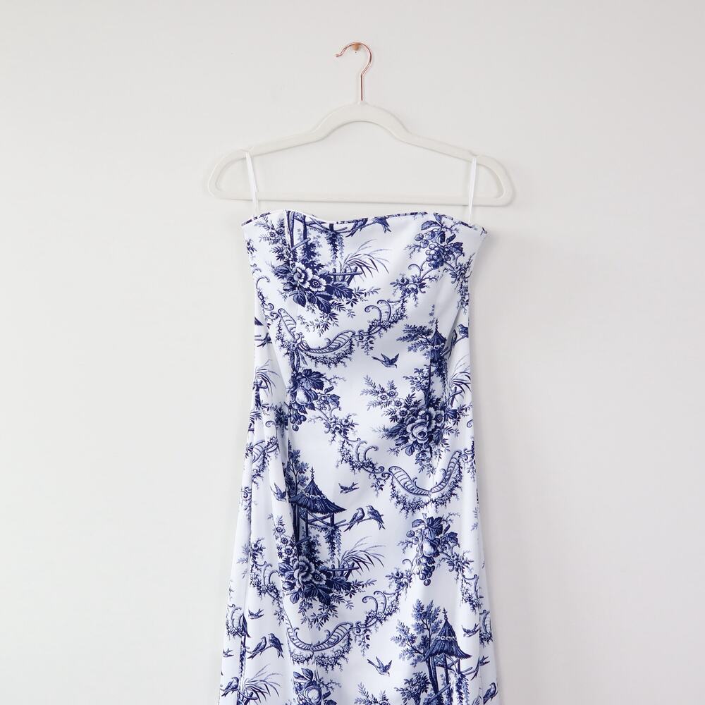 Vintage Jessica McClintock for Gunne Sax Formal Gown Blue and White Size 11 - Picture 2 of 10